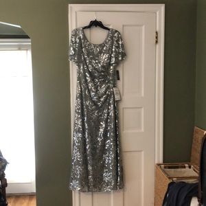 Alex Evenings Silver Sequin Gown NWT
